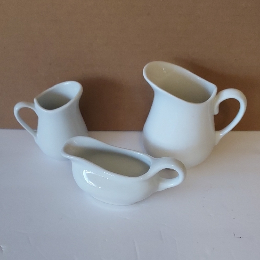 Cordon Bleu Creamer Pitcher White Porcelain China Bundle Of 3 Vintage